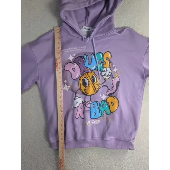 SpaceLine Hoodie Sweatshirt Mens Medium Drugs R Bad Retro Streetwear Pink - Picture 6 of 16